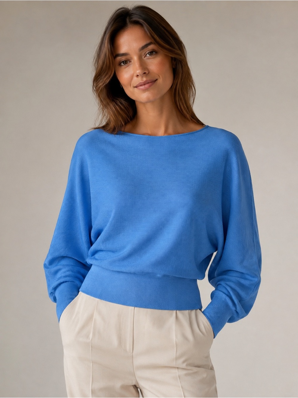NWT PrettyGarden Boatneck Batwing Knit Sweater – Cerulean Blue size L